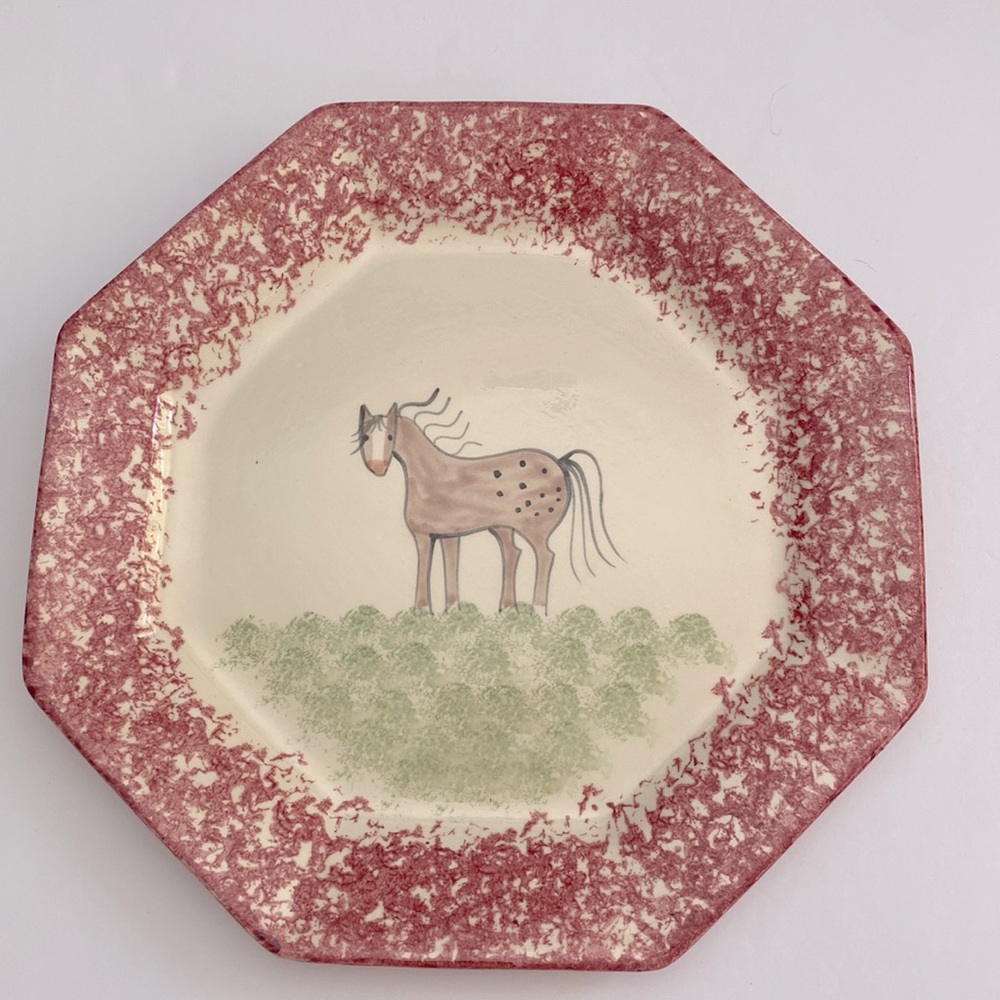 Vintage Molly Dallas Pink Horse Dinner Plate